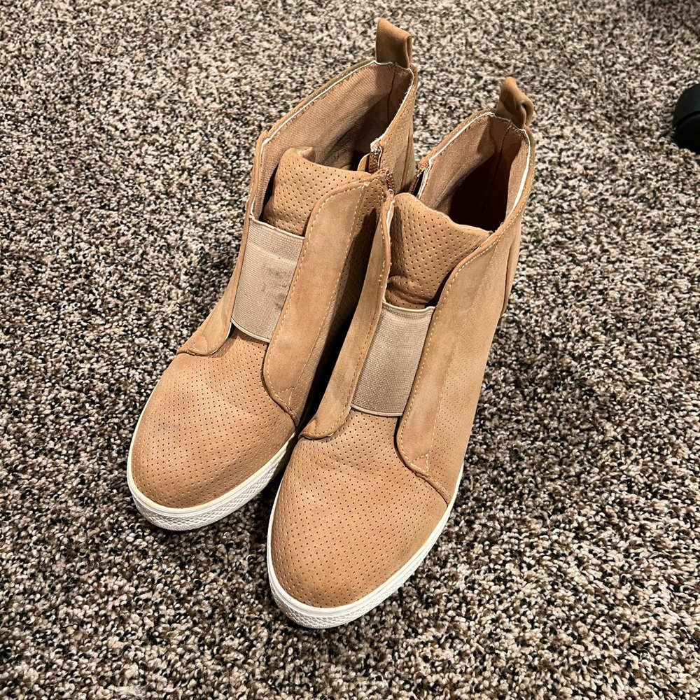 CCOCCI Tan Ankle Booties for Women